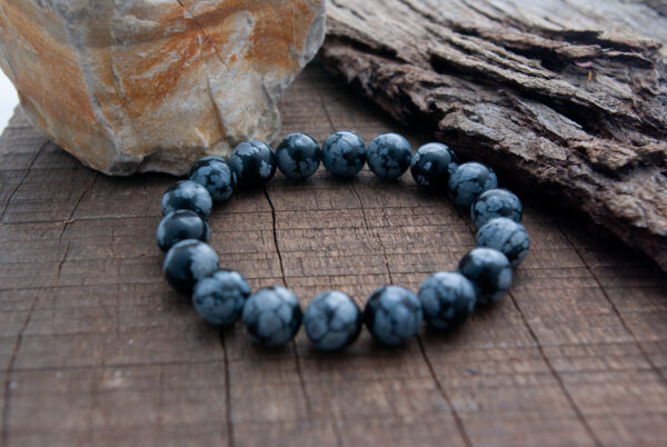 Bracelet wabi sabi obsidienne à flocons